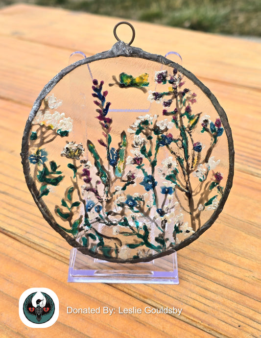 handpainted wildflower glass ornament 