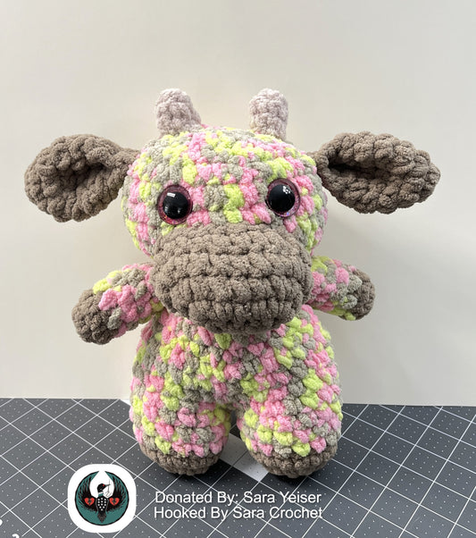 Multi-colored crocheted cow