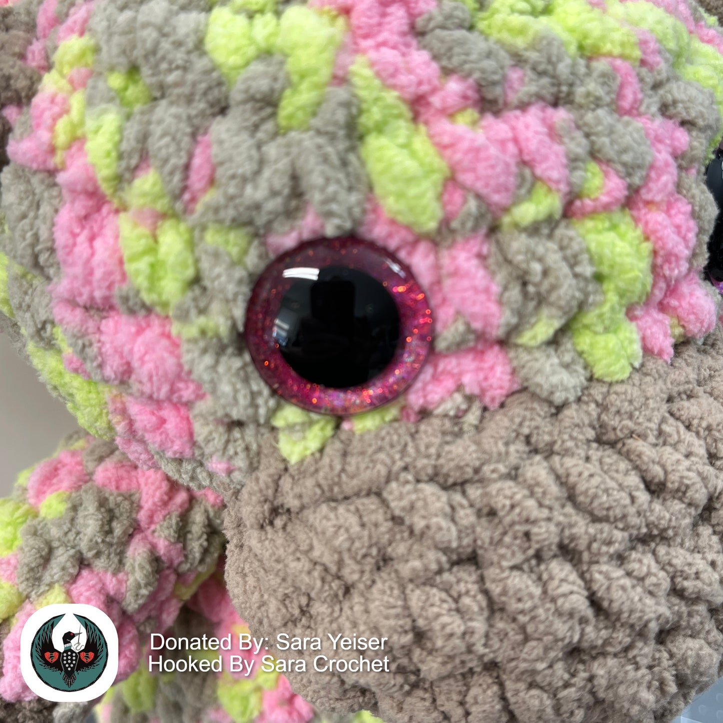 Multi-colored crocheted cow