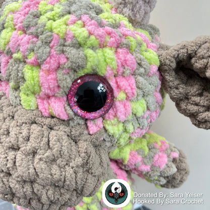 Multi-colored crocheted cow