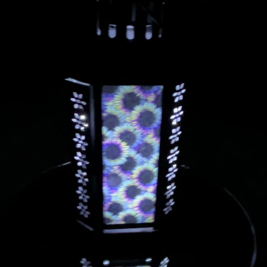 Video shows the lantern turned on and spinning in a slow circle