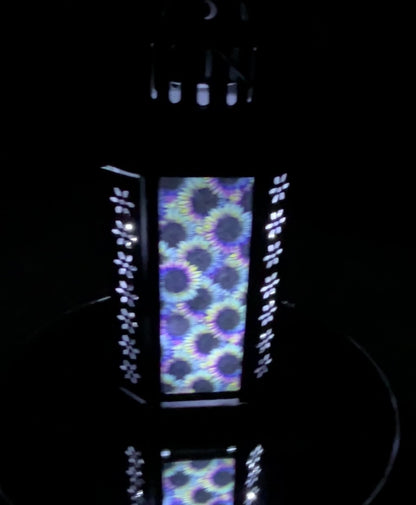 Video shows the lantern turned on and spinning in a slow circle